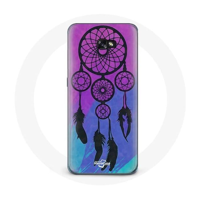 Coque pour Samsung Galaxy A8 2016 Attrape Rêve Noir Fond Bleu et Violet