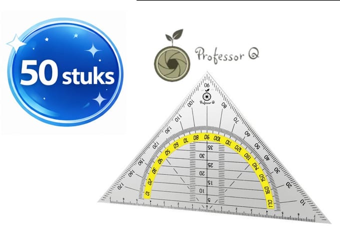 Professor Q - Geodriehoek - Transparant - 14 cm - 50 stuks