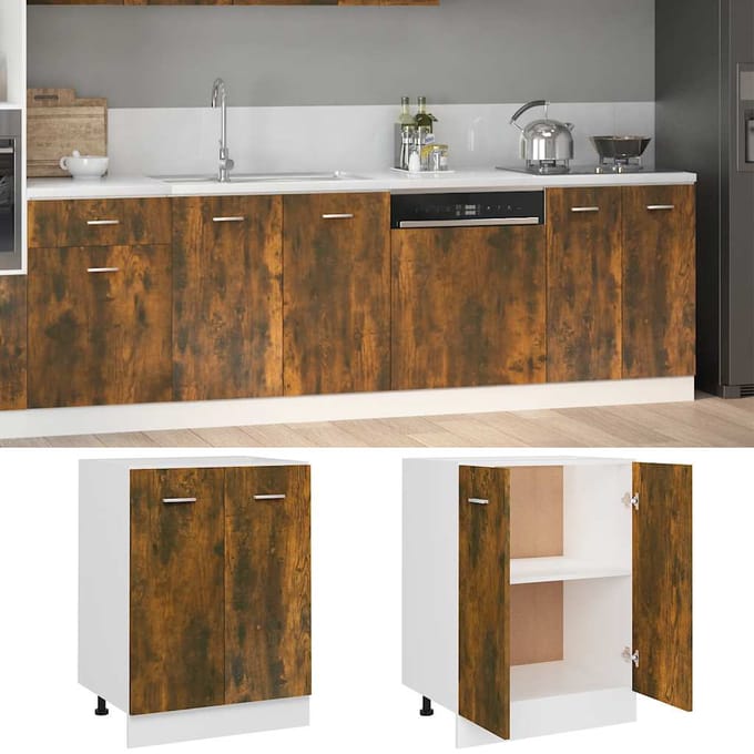 vidaXL - Onderkast - Lyon - 60x46x81,5 - cm - bewerkt - hout - gerookt - eikenkleurig