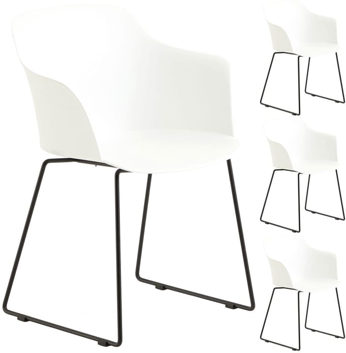 Tuinstoel FORO, set van 4, van kunststof - wit