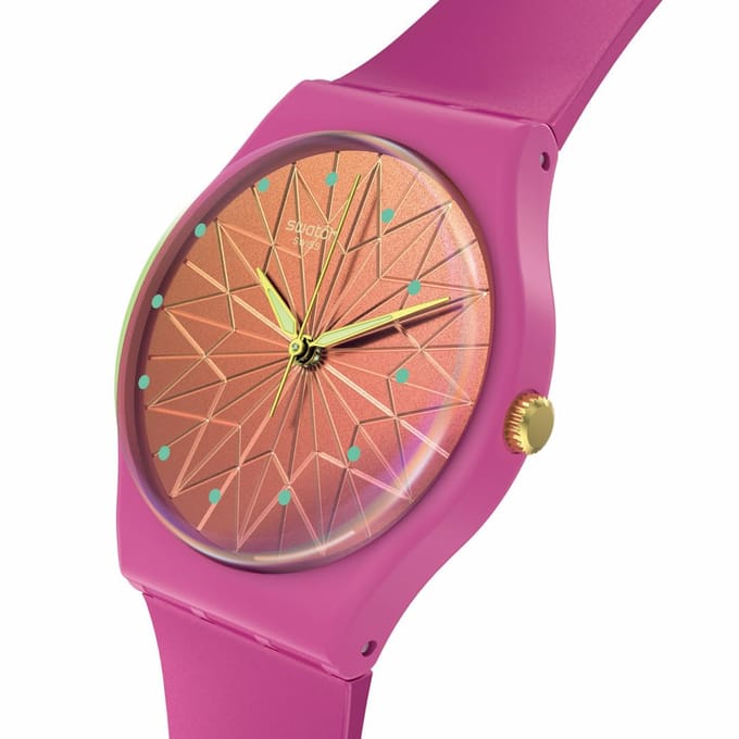Swatch FANTASTIC FUCHSIA Polshorloge SO28P110 Roze brown