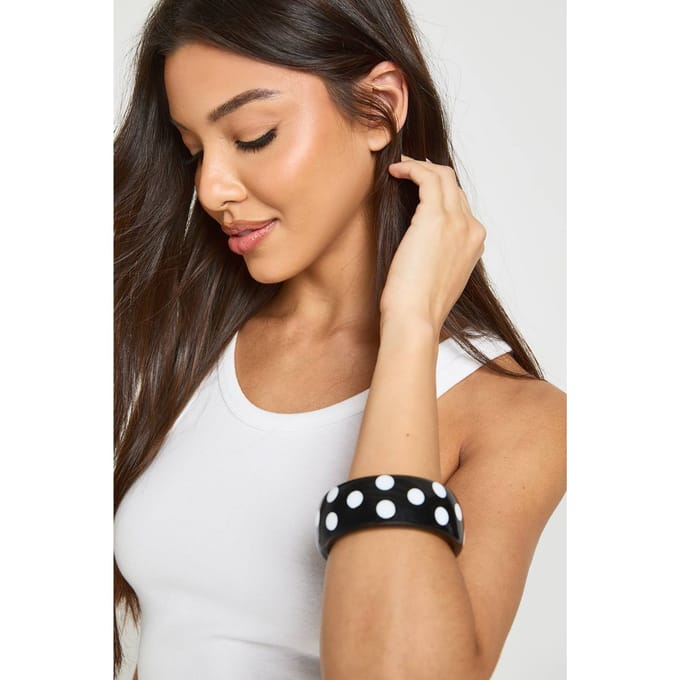 boohoo Dames Polkadot Armband | Zwart