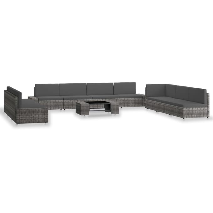 vidaXL - 10-delige - Loungeset - poly - rattan - grijs