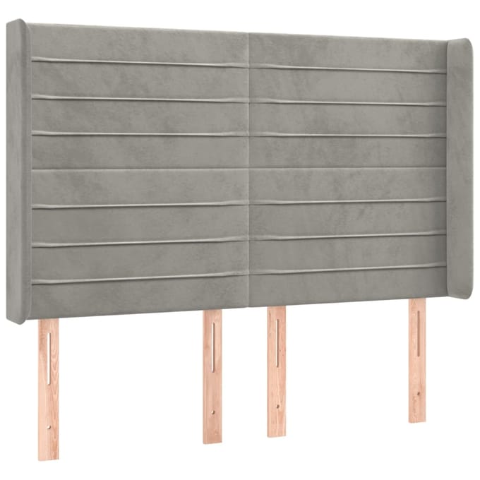 vidaXL - Hoofdbord - LED - 147x16x118/128 - cm - fluweel - lichtgrijs