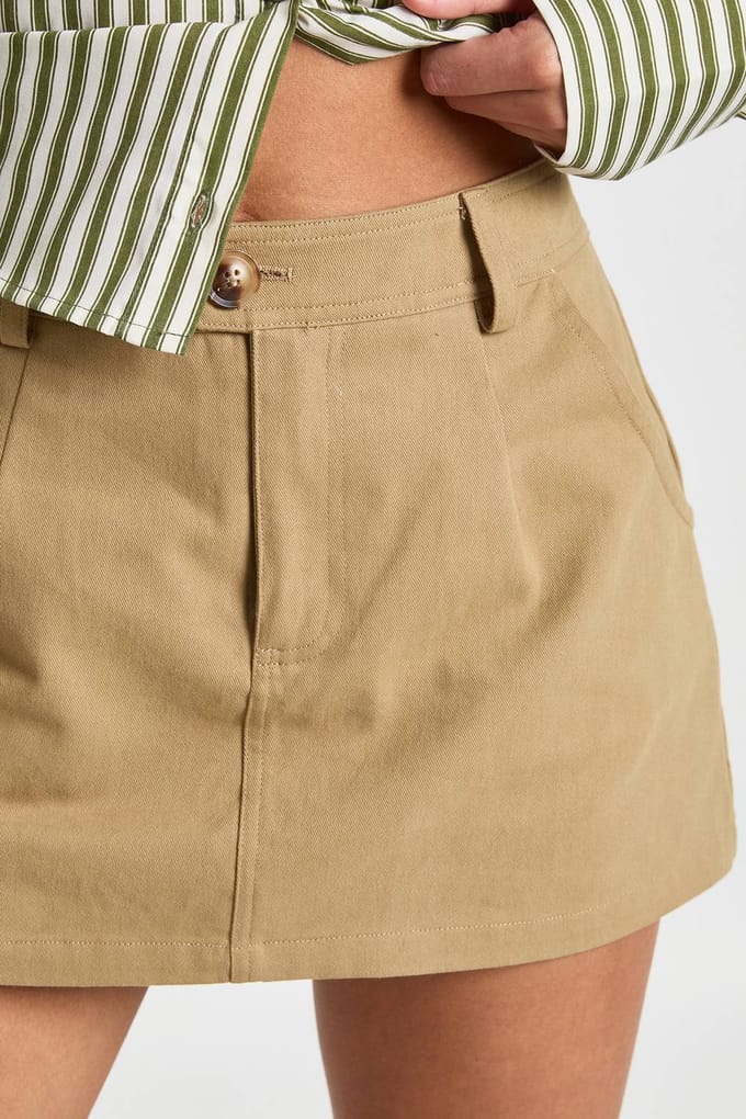 boohoo Dames Twill Mini Rokbroek | Olive | Maat: 8