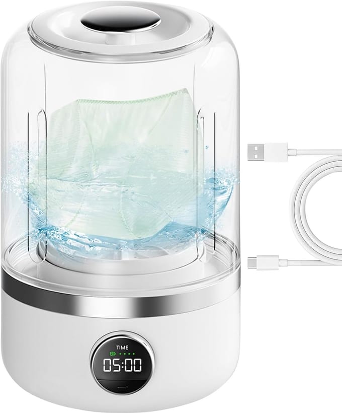 Kleine Wasmachine - Draagbare Wasmachine - Ondergoed Wassen - Dubbele standen - Compact formaat - Wit