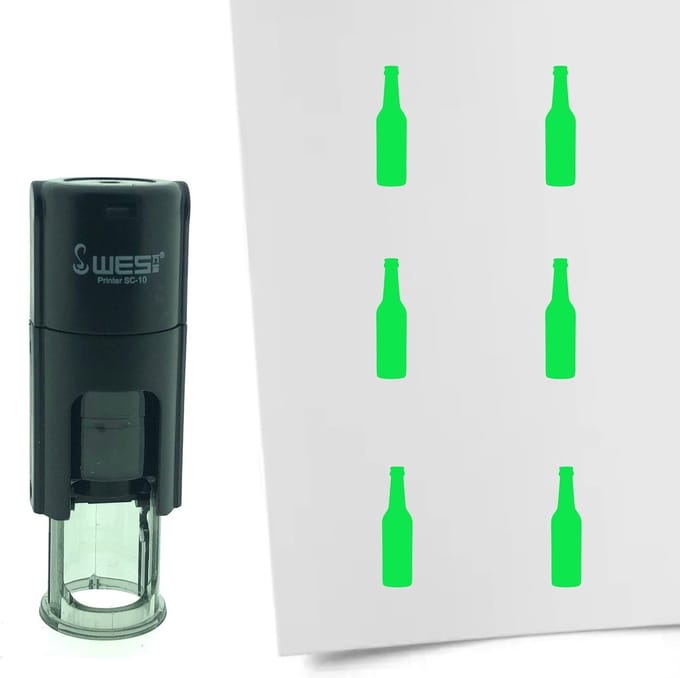 CombiCraft Stempel Bierflesje 10mm rond - Groene inkt