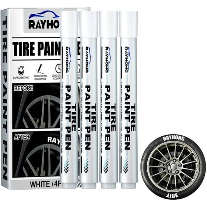 Witte bandenverf pen Waterdicht Oliebasis 4 Pakken