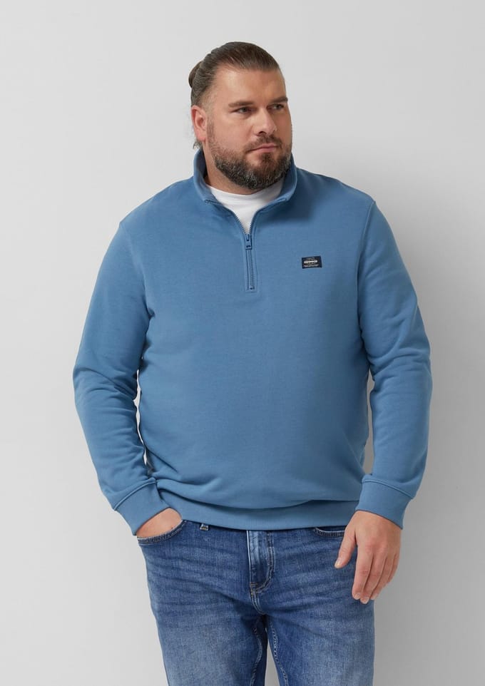s.Oliver - male - Sweater met troyerkraag en logopatch