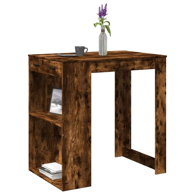 vidaXL - Bartafel - 102x70x103,5 - cm - bewerkt - hout - gerookt - eikenkleurig