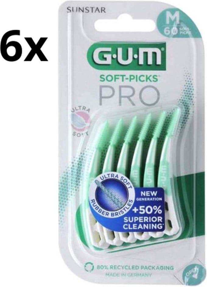 GUM Soft Picks PRO Medium – 6 x 60 Stuks - Voordeelverpakking
