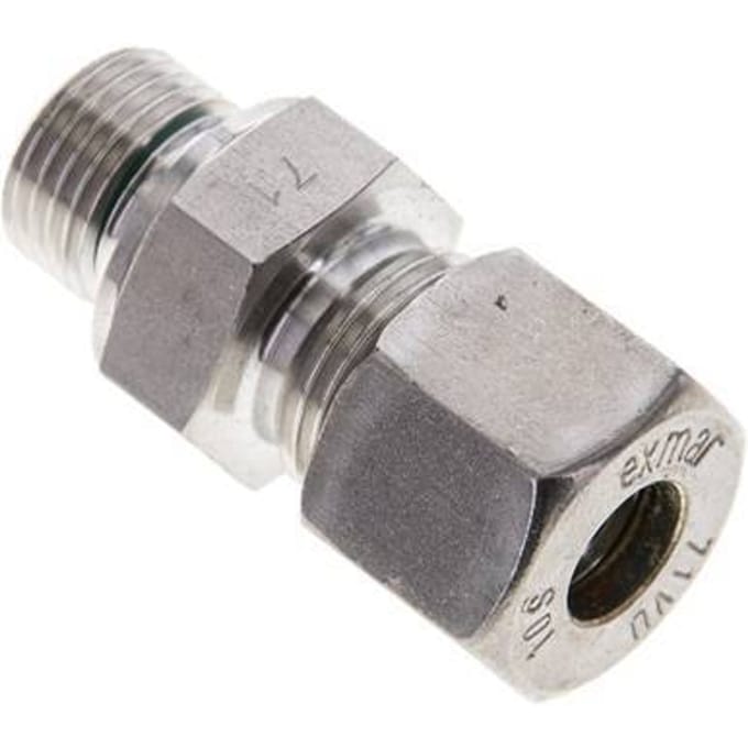 10S & M16x1.5 RVS Rechte Knelfitting Buitendraad 450bar FKM ISO 8434-1