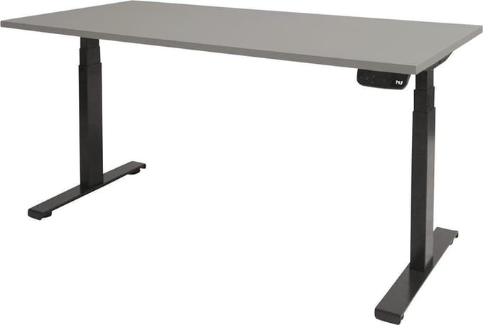 Zit Sta Bureau - T-poot Elek 180x90 grijs -zwart frame