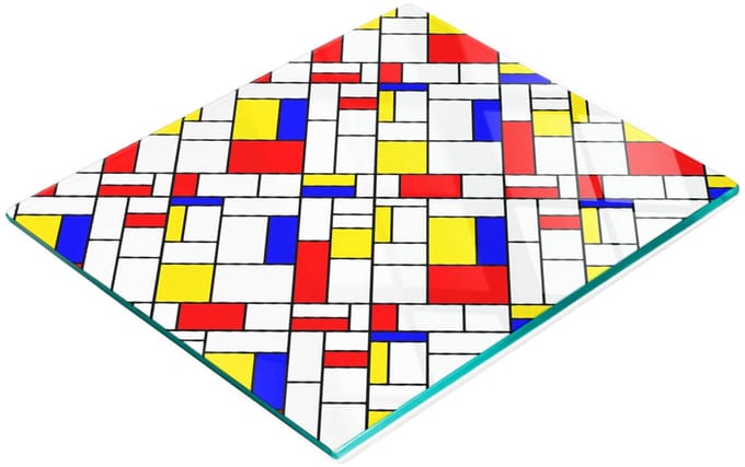 Keukenplank van gehard glas met decoratieve abstracte afbeeldingen, 60x52 cm