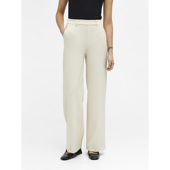 Object Objlisa Wide Pant Broeken Dames - Zand - Maat 42