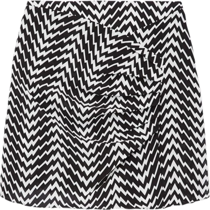 The Kooples Jupe Courte Print Zig Zag Black White Maat: 34 | Mini Rokken Outlet | Dames | Ecru