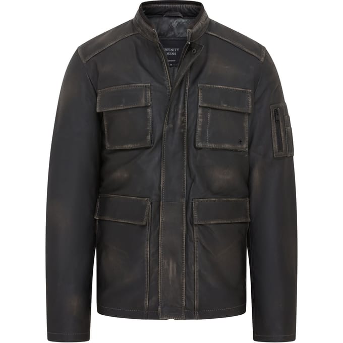 Vintage zwart leren safarijack voor heren - Fagernes