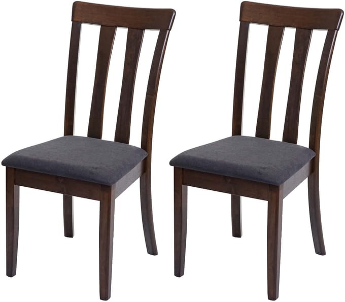 Set van 2 eetkamerstoelen MCW-G46, keukenstoel, stof/textiel, massief hout ~ donker frame, donkergrijs