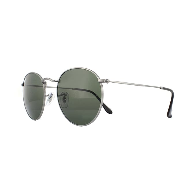 Ray-Ban Round Metal Unisex Zonnebril - Staalgrijs / Groen