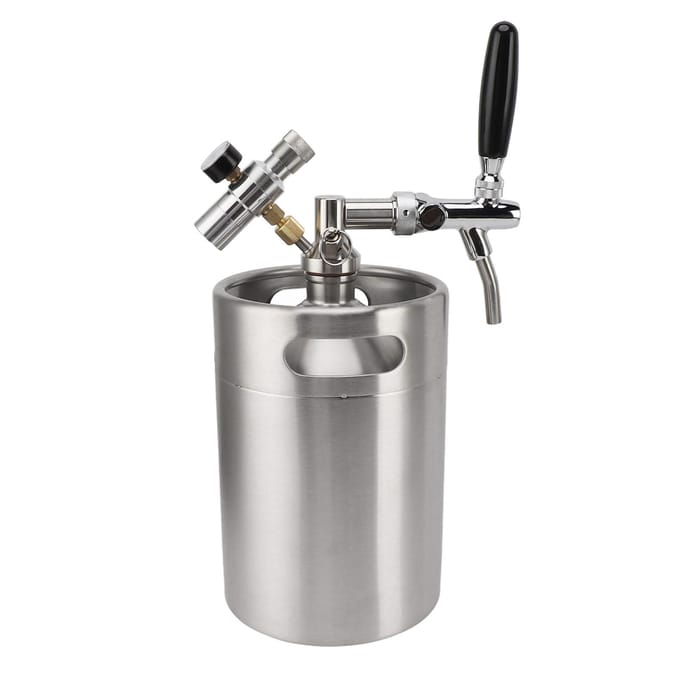 Mini Bierfust Growler 5L RVS Draagbaar Onder Druk Thuis Tap Systeem met 60PSI L gray