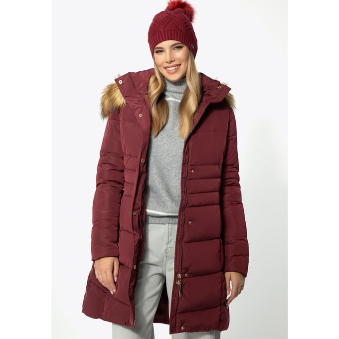 Wittchen Dames Gewatteerde Donsjas met Capuchon Bordeauxrood Polyester
