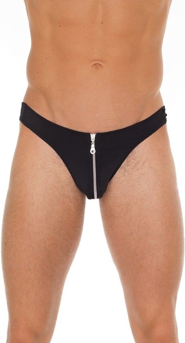 Amorable - Mannen String Met Rits - Zwart - One Size - Sexy Mannen Ondergoed - Erotisch