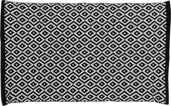 Differnz Wales Badmat 100% katoen zwart wit 50 x 80 cm