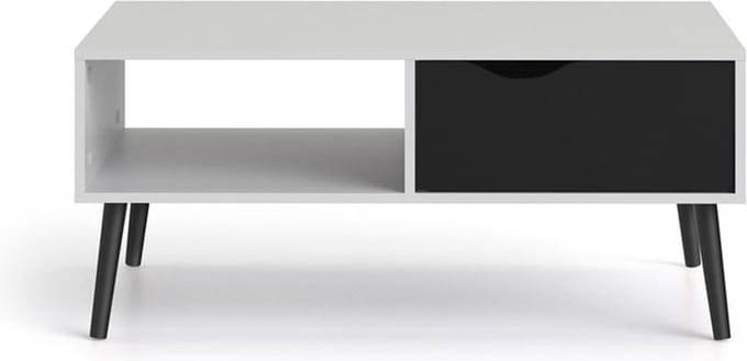 Tvilum Napoli salontafel met lade en plank zwart/wit
