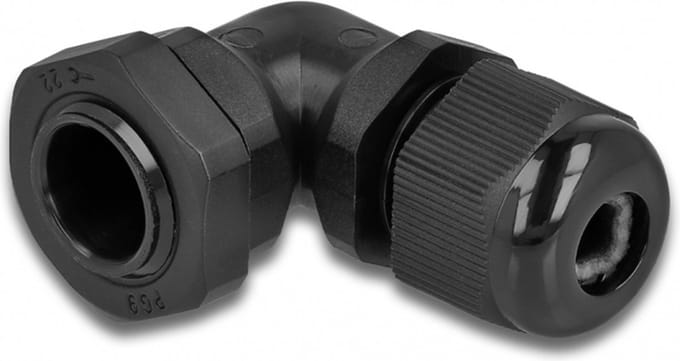 Kabelwartel 90 ° schuine pg9 zwart