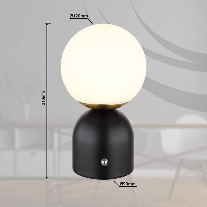 Globo Julsy LED tafellamp, zwart, hoogte 21 cm, metaal, CCT