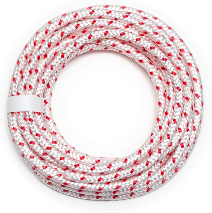 Startkabel - Trekkoord - Kleine motoren - Scheurvast gevlochten - 10 meter - Rood/wit