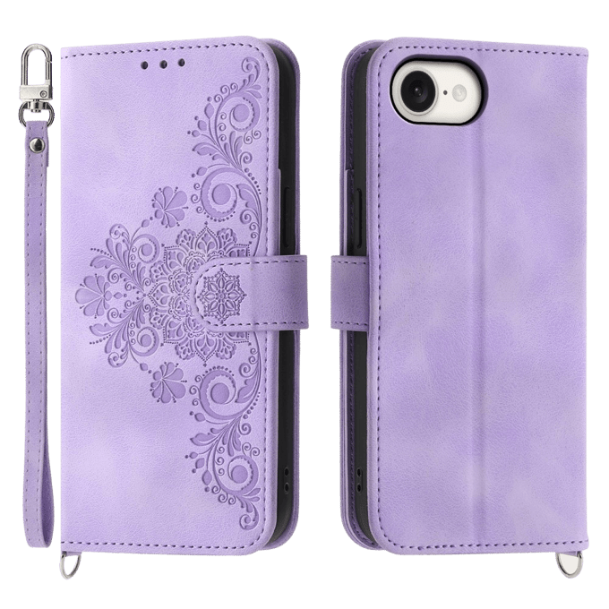 Comfycase Apple iPhone 16e/17e Zacht Boek Hoesje met Gravure Paars