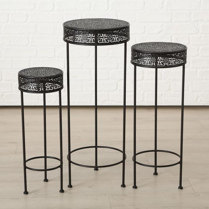 Bijzet tafel - 3 set - Smeedijzer - Rond -20/75 cm - Bruin/zwart - Ø 25-35cm - Boltze