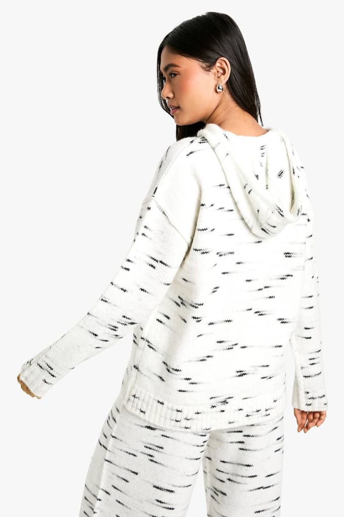 boohoo Dames Zachte gebreide Marl Oversized Gebreide Hoody | Ecru | Maat: Medium