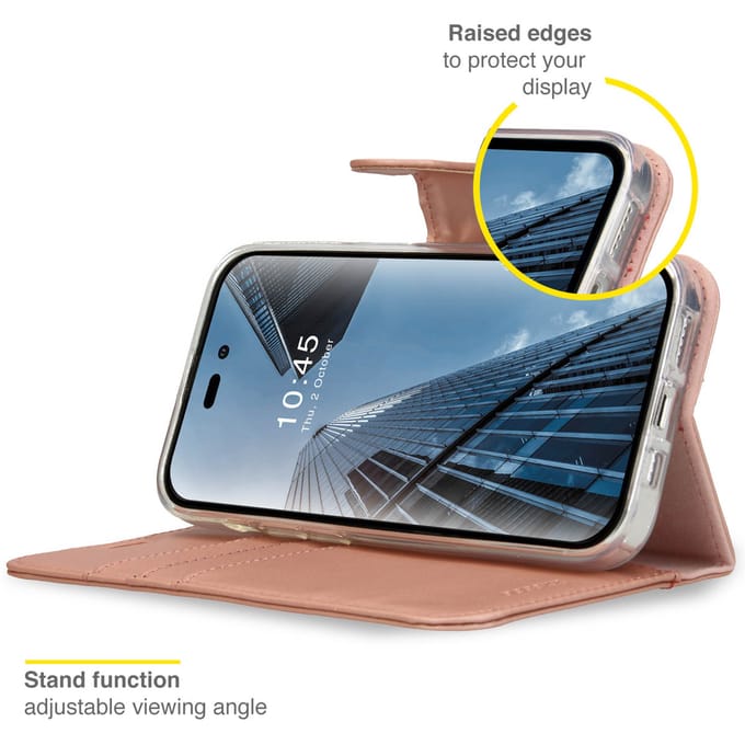 Accezz Hoesje - Geschikt voor Apple iPhone 14 Pro Max - Wallet Softcase Bookcase - Rosé Goud