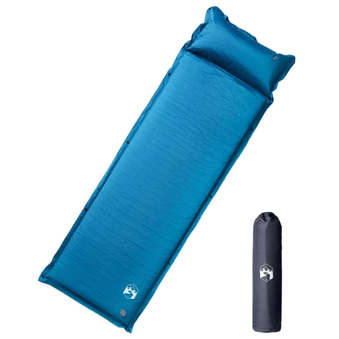 vidaXL - Kampeermatras - met - kussen - zelfopblazend - 1-persoons - turquoise