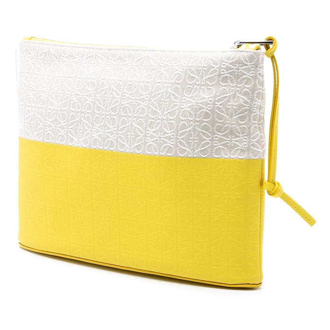 Tweedehands Herhalingsanagram Jacquard en Lederen Oblong Pouch