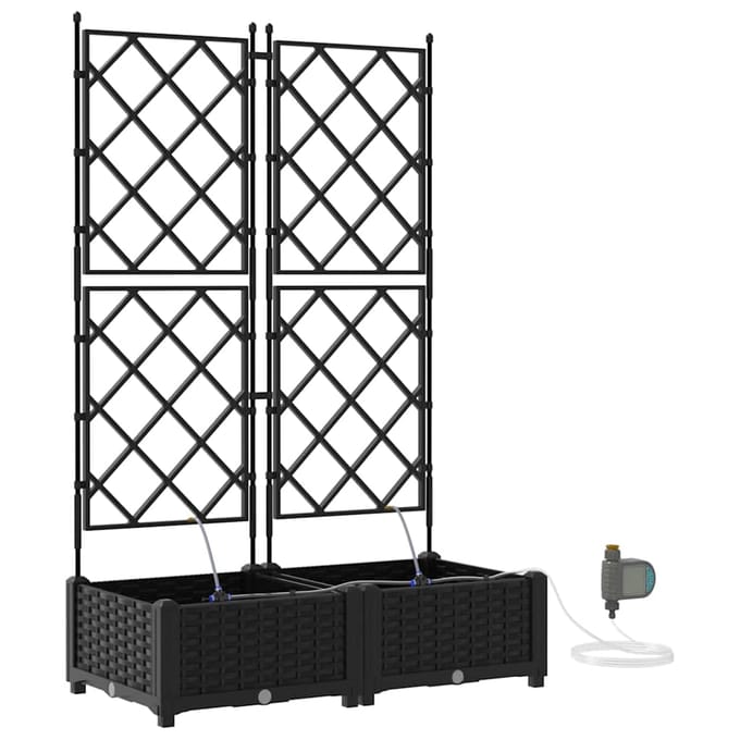 vidaXL - Plantenbak - 2 - st - Zwart - 80 - x - 40 - x - 126 - cm - PP