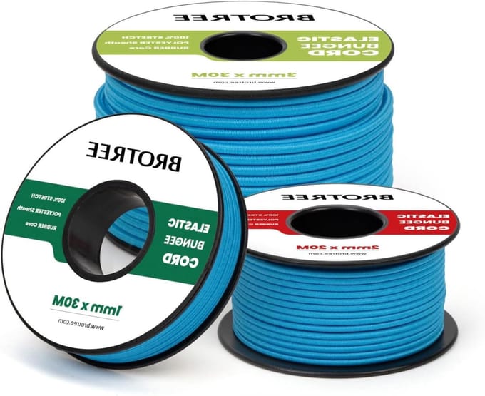 Brotree Elastisch Koord Elastische Draad 3mm x 20m Elastieken Touw Rond Bungee-koord voor DIY, Handwerk, Kamperen, Backpacking - Blauw
