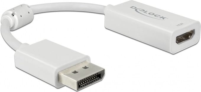 DeLOCK premium DisplayPort naar HDMI adapter - DP 1.4 / HDMI 2.0 (4K 60Hz + HDR) / wit - 0,20 meter