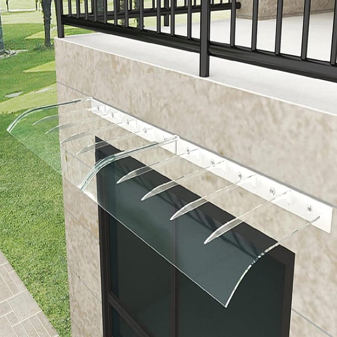Deurluifel Polycarbonaat - Terras Luifel - Ingang Beschermen - Eendelig Ontwerp - 40 x 139 cm - Transparant