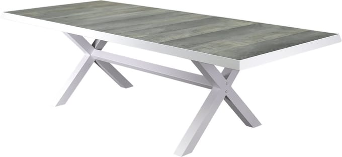 New Delhi dining tuintafel 244x103xH72,5 cm met kruispoot wit