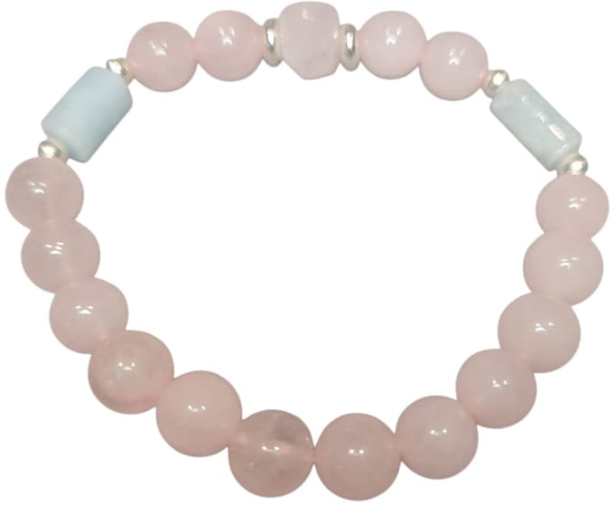 rozenkwarts armband met aquamarijn.