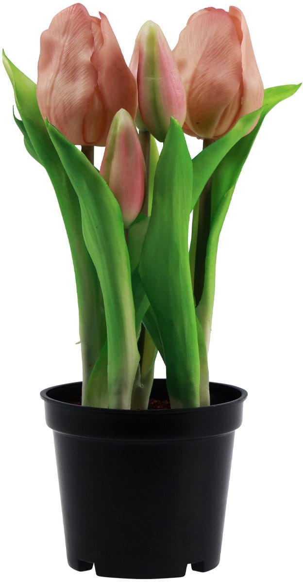Kunsttulpen in pot Tulpen Perzik kunstbloemen 22cm
