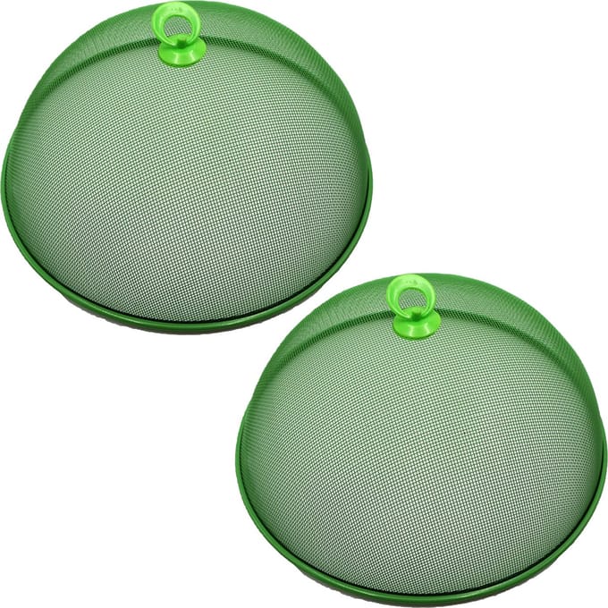Haushaltshelden Vliegenkap/voedselkap - 2x - groen - metaal - D35 x H16 cm