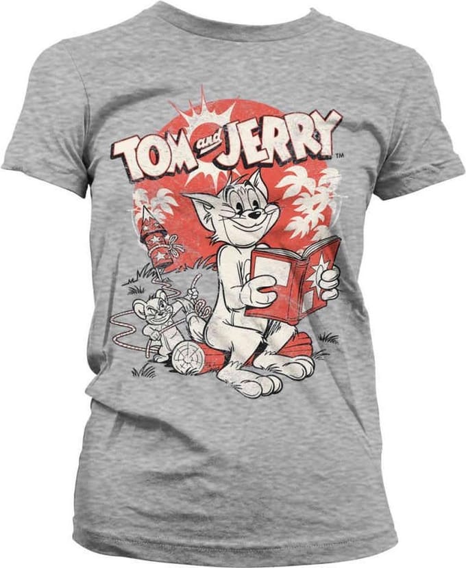 Tom And Jerry Dames Tshirt -XL- Vintage Comic Grijs