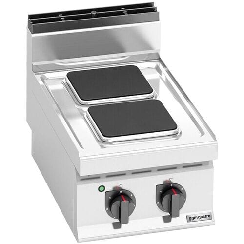 GGM Gastro Elektroherd - 5,2 kW - 2 Platten Eckig Zilver