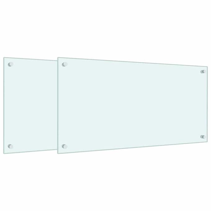 vidaXL - Spatschermen - keuken - 2 - st - 80x40 - cm - gehard - glas - wit