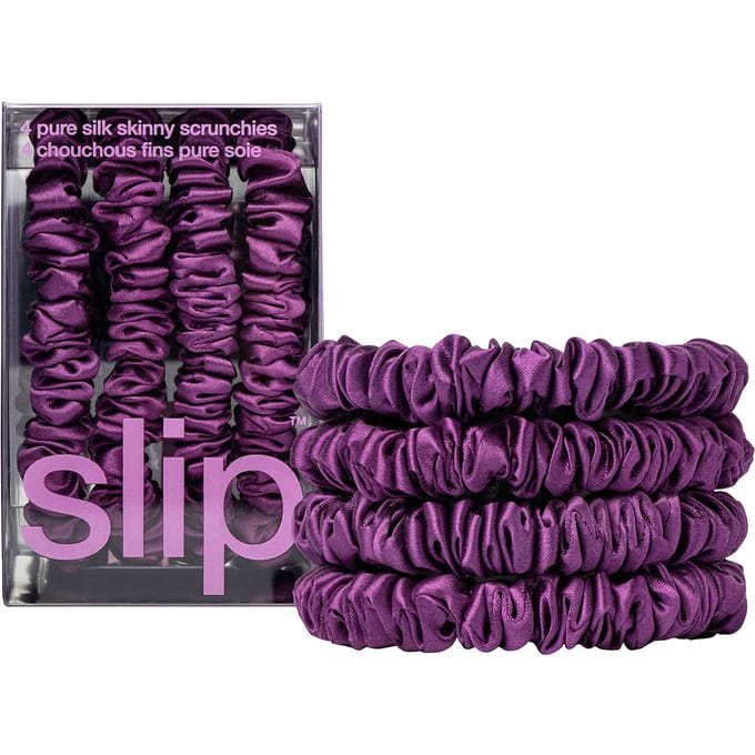 Slip Pure Silk Skinny Scrunchies - Dark Purple