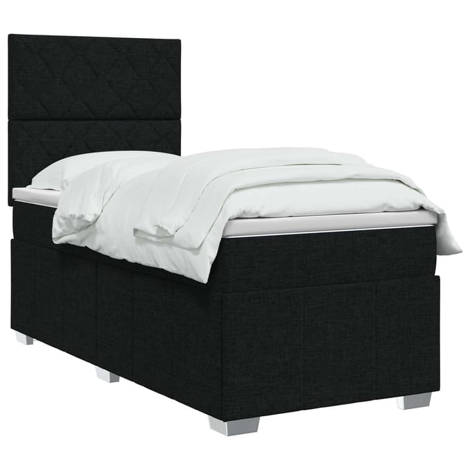 vidaXL - LED - Boxspringbed - met - Matras - Zwart - 100 - x - 200 - cm - Stof
